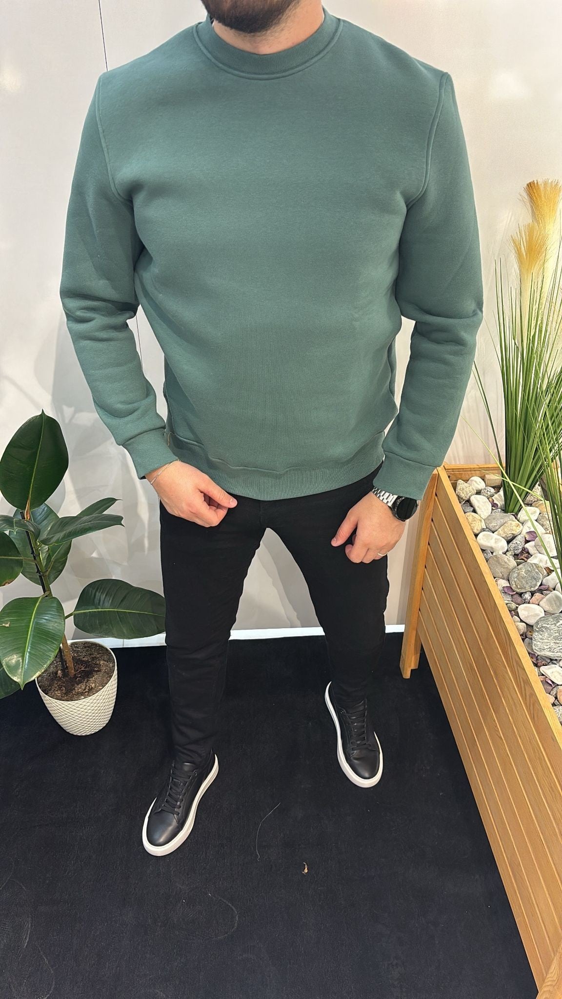 YEŞİL BASKISIZ SWEATSHIRT