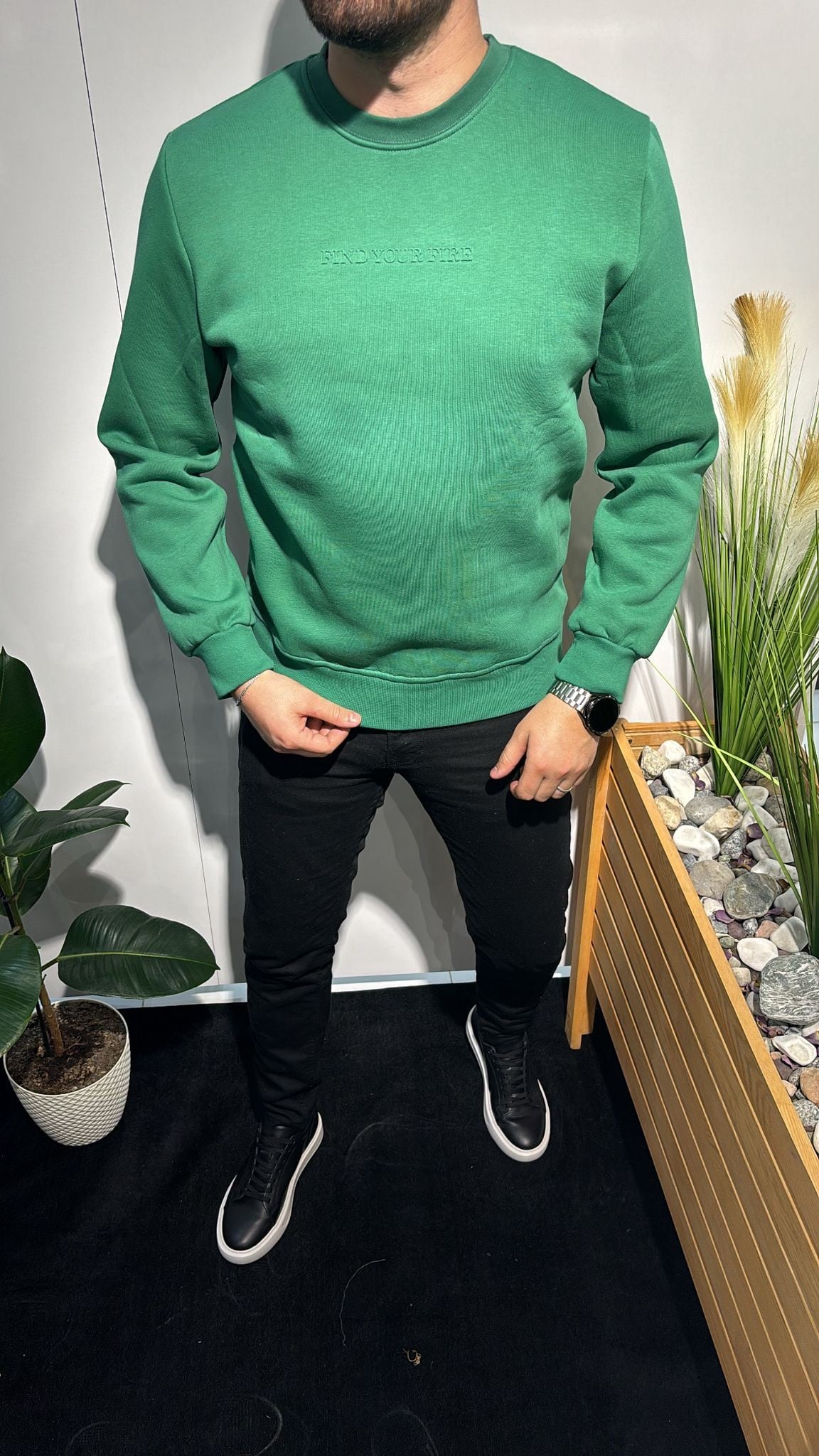 YEŞİL BASKISIZ SWEATSHIRT