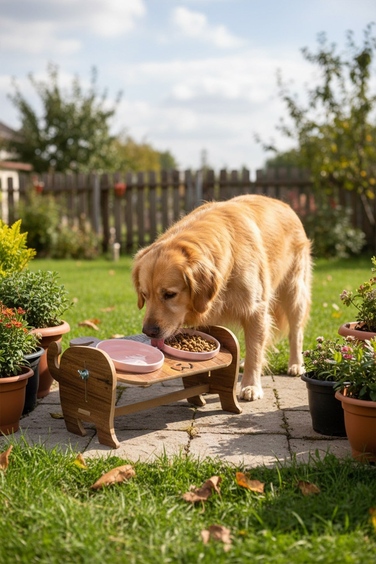 Ahşap Köpek Mama Seramik Su Kabı Standı,Köpekli Mama Kabı, Hediye Kedi- Köpek Halısı