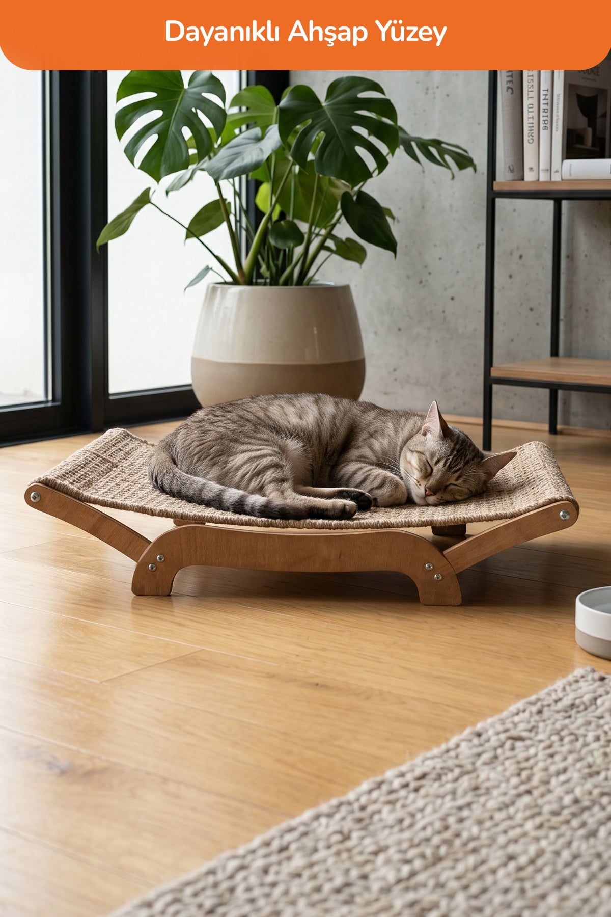 Kediler İçin Tırmalanabilir Sisal Halı Özellikli Konforlu Kedi Yatağı 6075