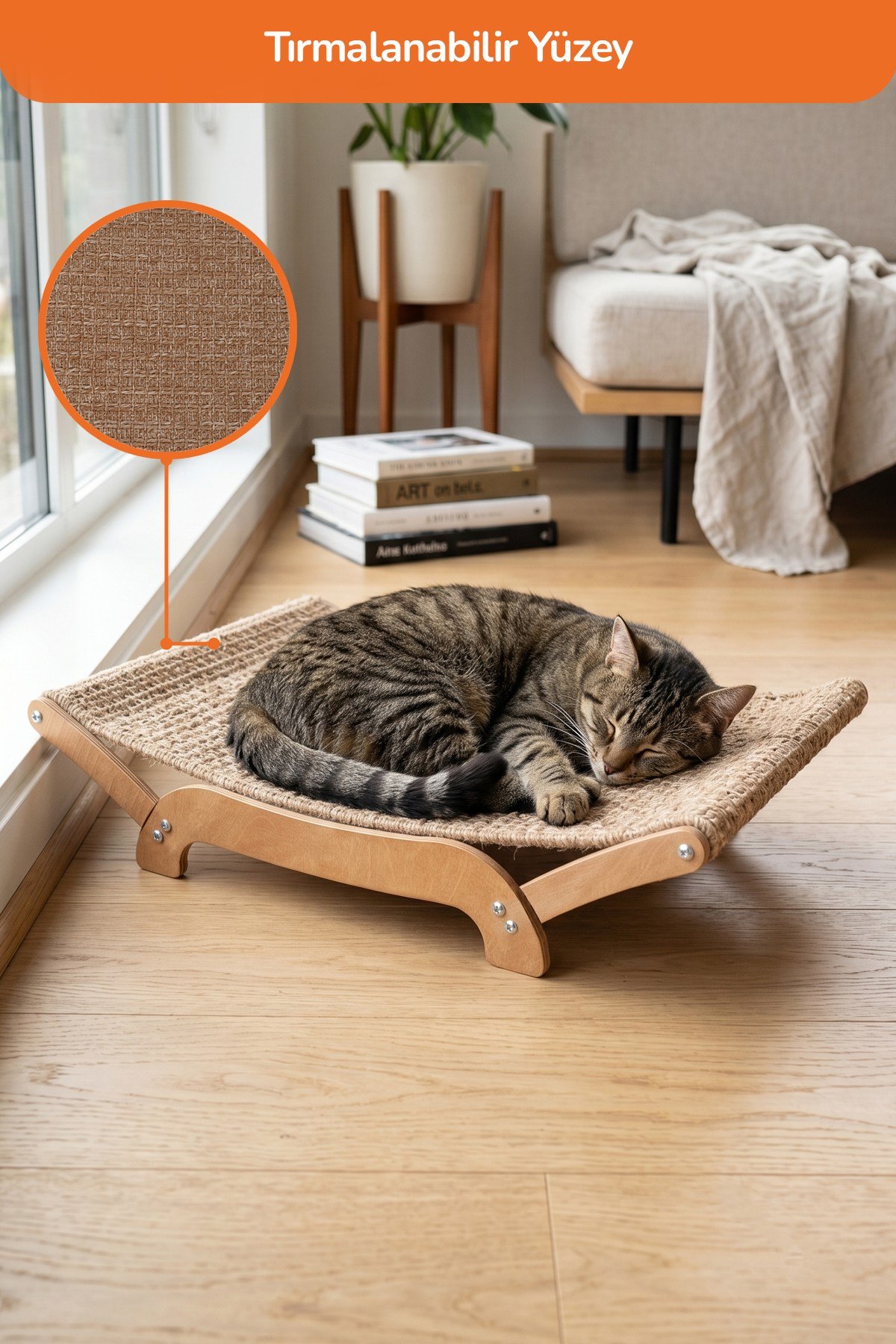 Kediler İçin Tırmalanabilir Sisal Halı Özellikli Konforlu Kedi Yatağı 6075
