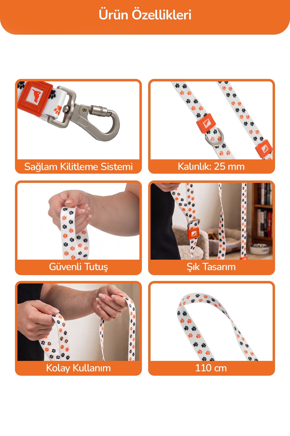 Köpekler İçin Dayanıklı Ve Güvenli, Desenli Gezdirme Tasması ( 25mm )
