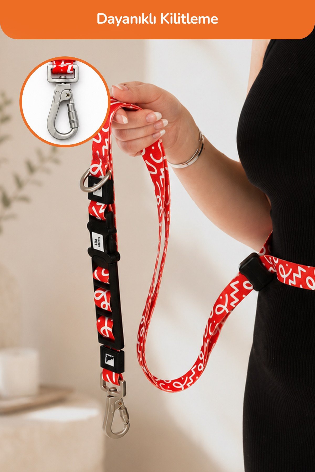 Köpekler İçin Dayanıklı Ve Güvenli, Desenli Eller Serbest Gezdirme Tasması ( 25mm )