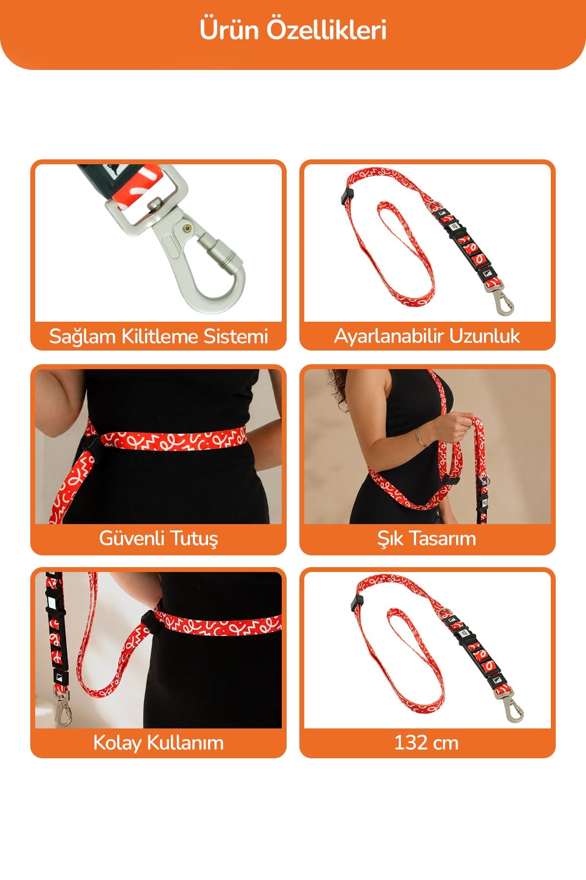 Köpekler İçin Dayanıklı Ve Güvenli, Desenli Eller Serbest Gezdirme Tasması ( 25mm )