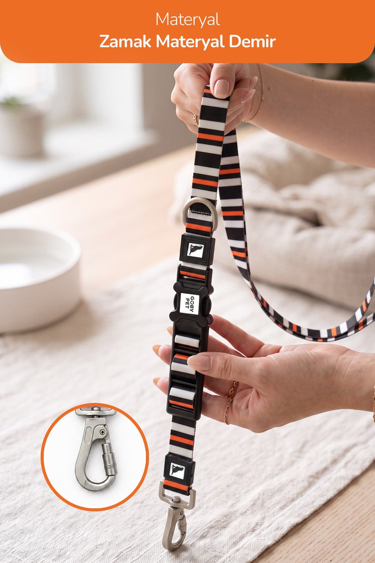 Köpekler İçin Dayanıklı Ve Güvenli, Desenli Eller Serbest Gezdirme Tasması ( 25mm )