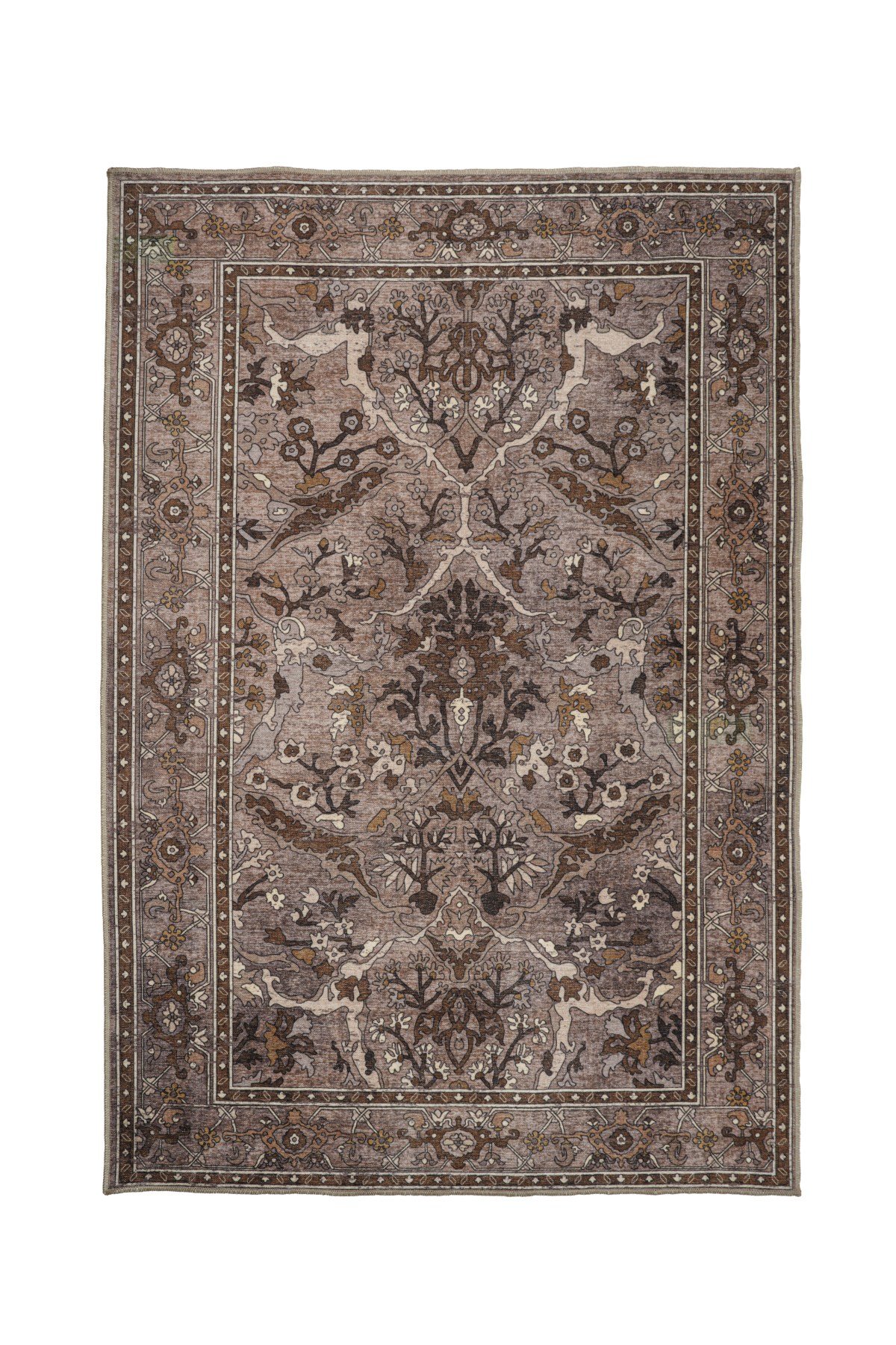 Art Deco Dijital Şönil Halı | Vintage Desenli Halı | Kaymaz Tabanlı | Makinede Yıkanabilir | OART33 160x230