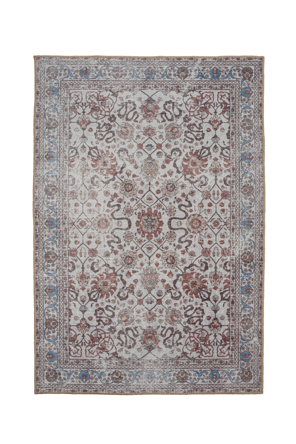 Art Deco Dijital Şönil Halı | Vintage Desenli Halı | Kaymaz Tabanlı | Makinede Yıkanabilir | OART17 160x230
