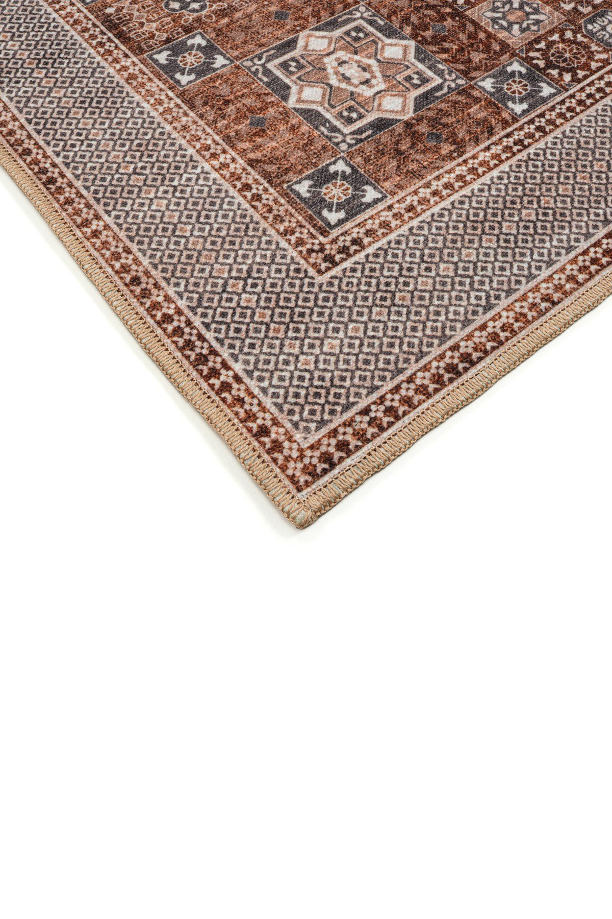 Art Deco Dijital Şönil Halı | Vintage Desenli Halı | Kaymaz Tabanlı | Makinede Yıkanabilir | OART06 160x230