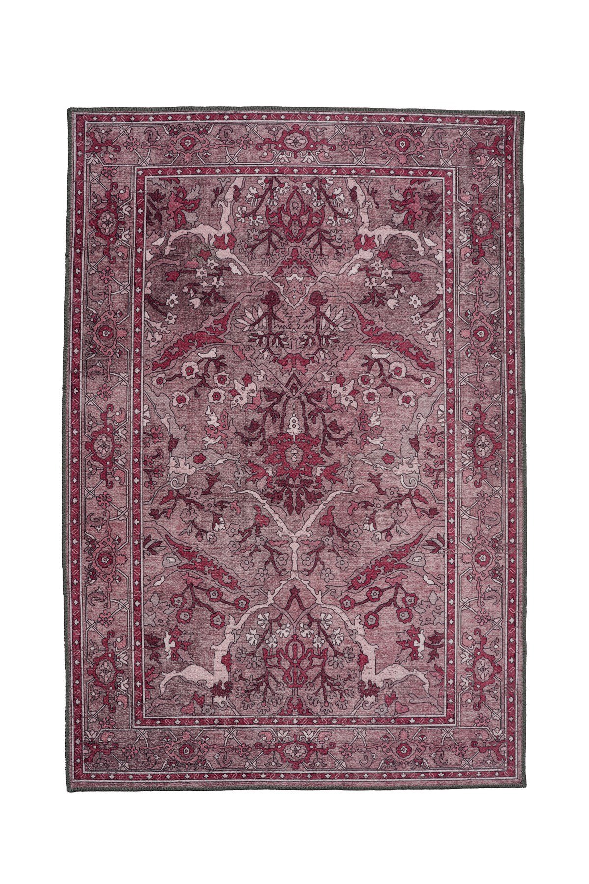 Art Deco Dijital Şönil Halı | Vintage Desenli Halı | Kaymaz Tabanlı | Makinede Yıkanabilir | OART27 160x230