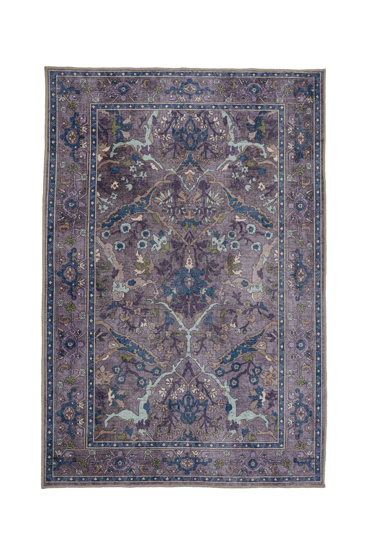 Art Deco Dijital Şönil Halı | Vintage Desenli Halı | Kaymaz Tabanlı | Makinede Yıkanabilir | OART29 160x230