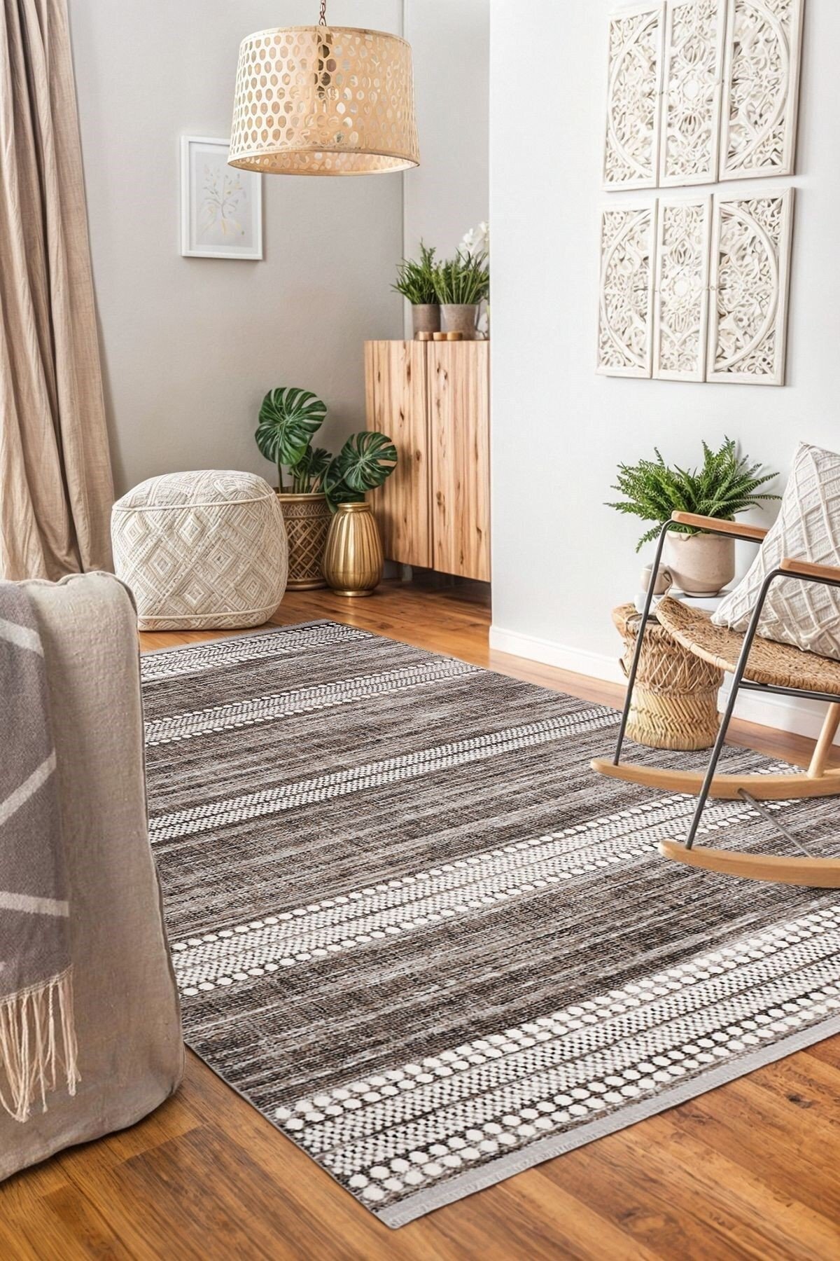 Lazuli Dokuma Halı |Makinede Yıkanabilir Modern Halı|Kilim, Yolluk, Salon, Mutfak Halısı|Vizon|LZL01