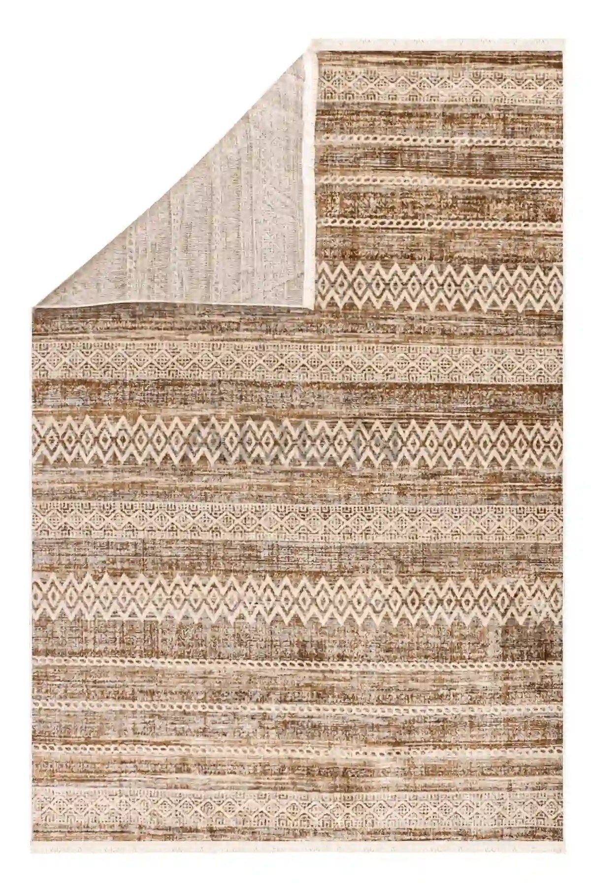 Lazuli Dokuma Halı |Makinede Yıkanabilir Modern Halı|Kilim, Yolluk, Salon, Mutfak Halısı|Vizon|LZL03