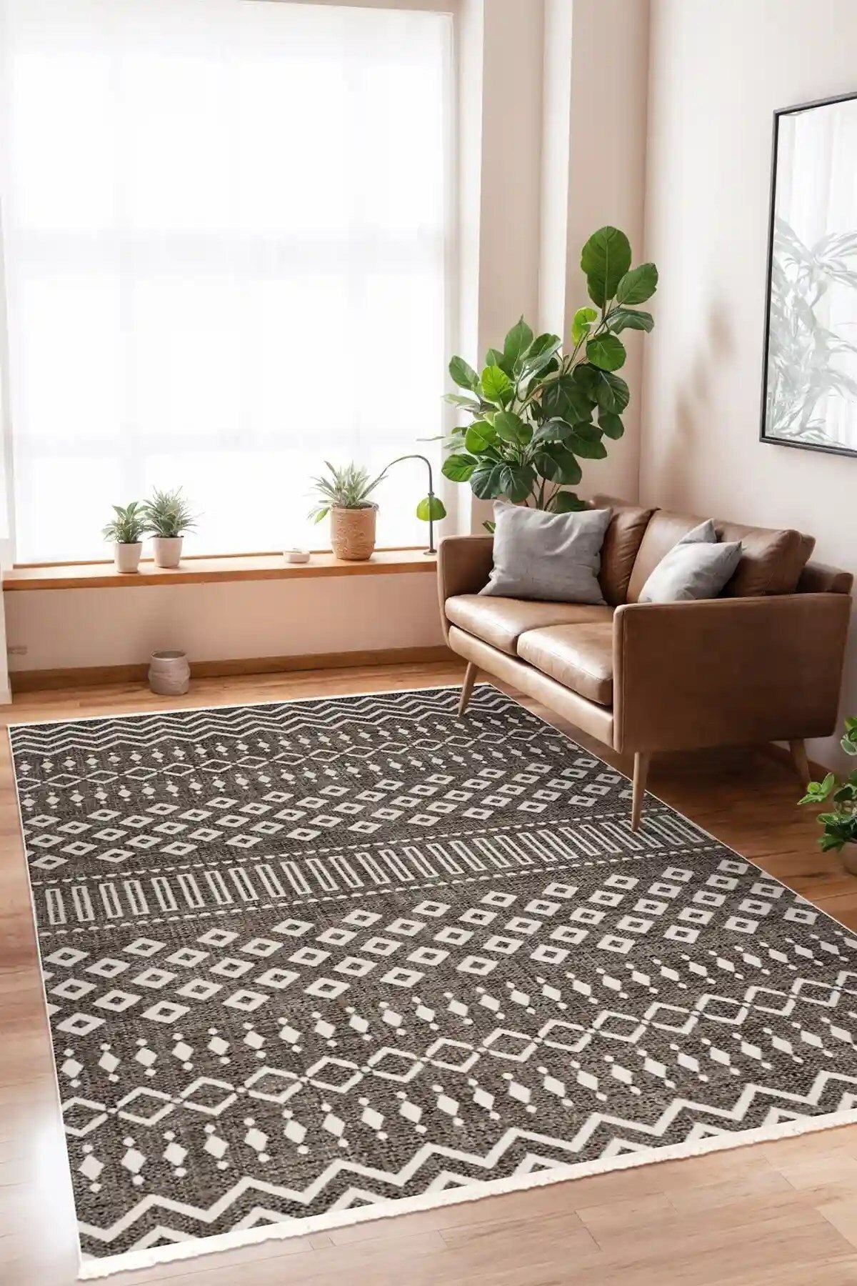 Lazuli Dokuma Halı |Makinede Yıkanabilir Modern Halı|Kilim, Yolluk, Salon, Mutfak Halısı|Vizon|LZL02