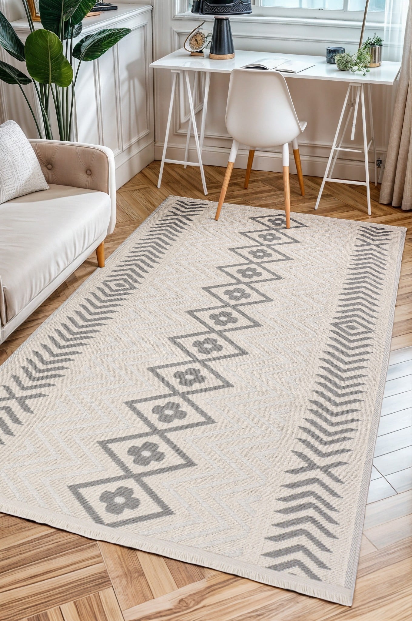 Lima Pamuk Dokuma Halı |Kaymaz Tabanlı |Makinede Yıkanabilir Modern Halı |Kilim, Yolluk LMA01