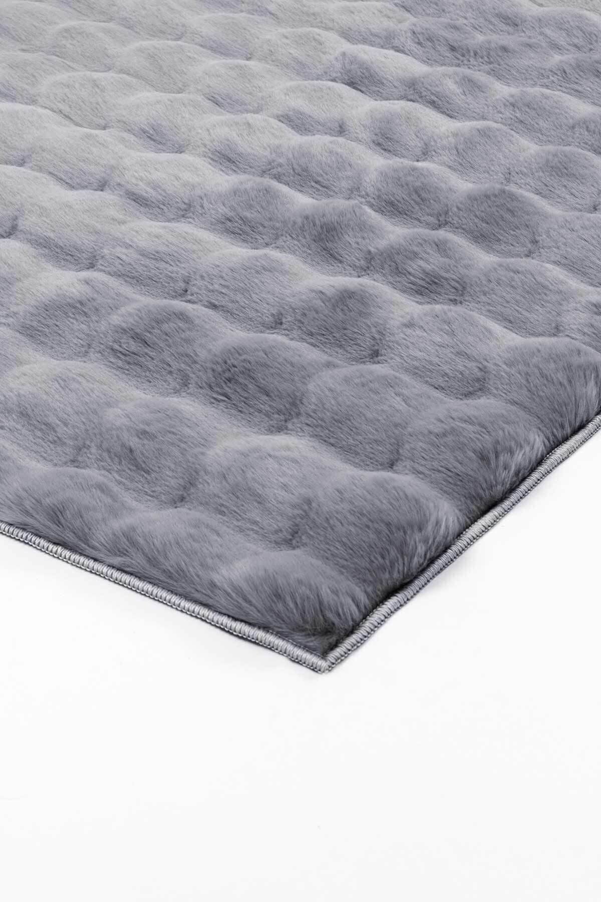 Maya Tavşan Tüyü Peluş Bubble Halı | Kaymaz Tabanlı Makinede Yıkanabilir Yumuşak Halı MYA01