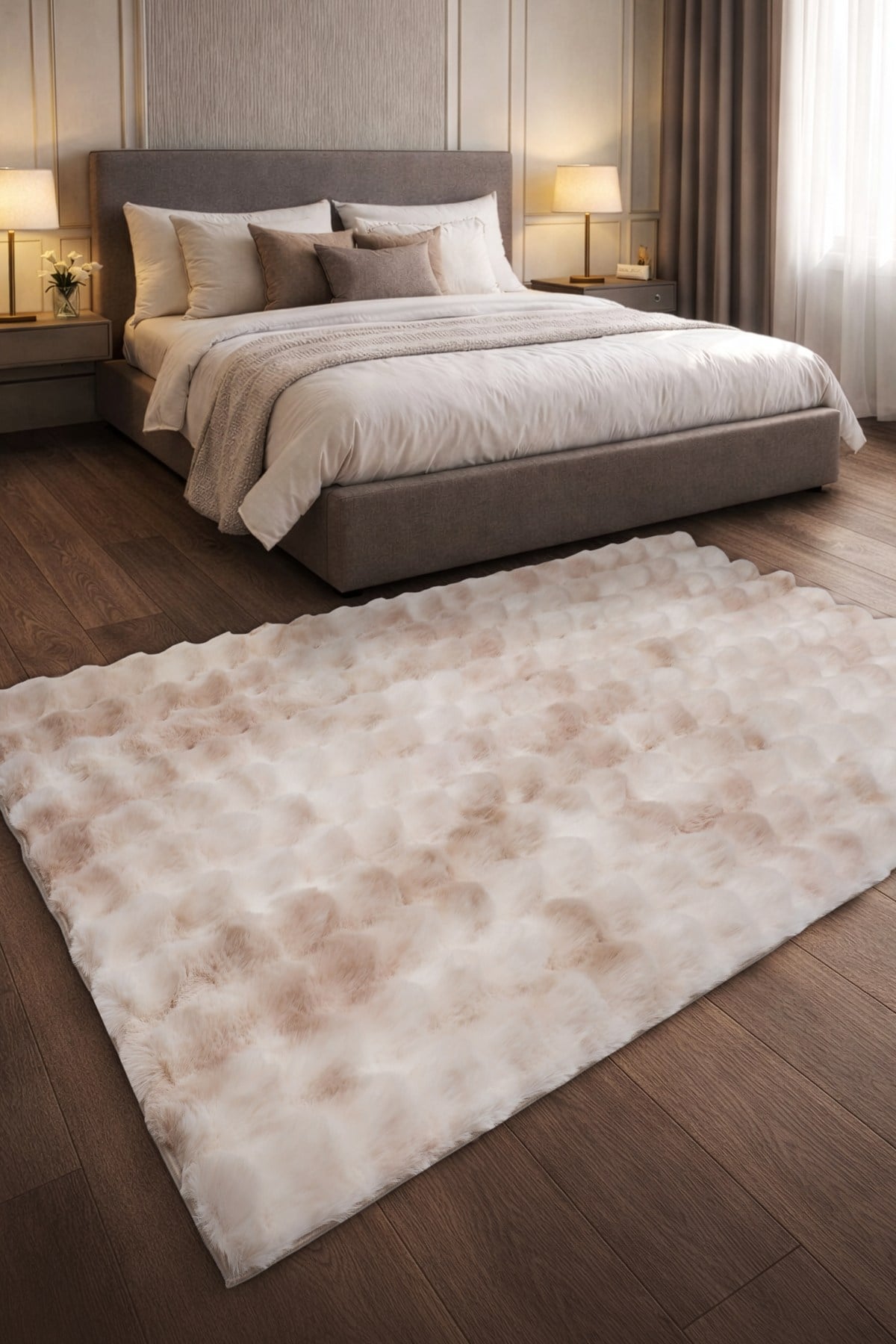 Maya Vibe Tavşan Tüyü Bubble Halı | Bubble Peluş Makinede Yıkanabilir Kaymaz Tabanlı Halı | MYV01