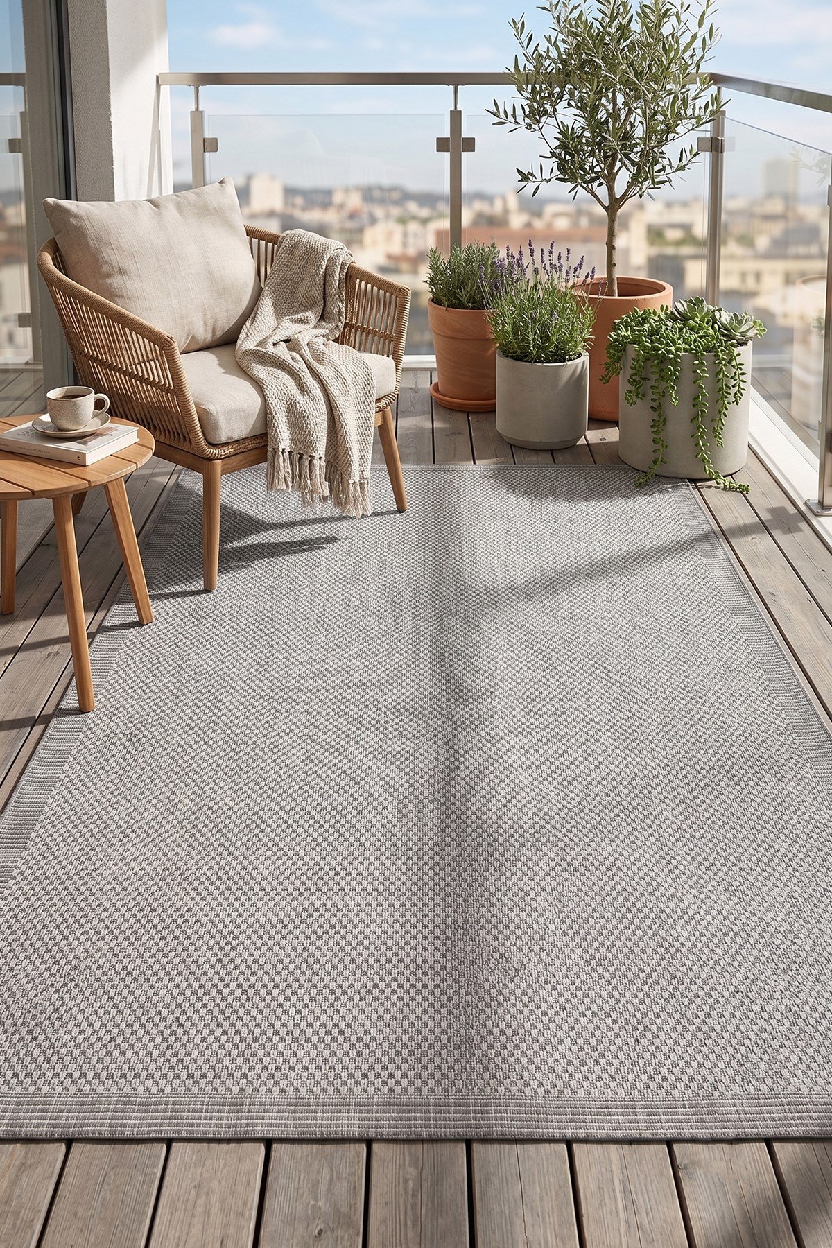 Sisal Plus Hasır Dokuma Halı | Kaymaz Tabanlı Mutfak Halısı|Leke Tutmaz Halı |Bordürlü Modern Salon Halısı | EB455