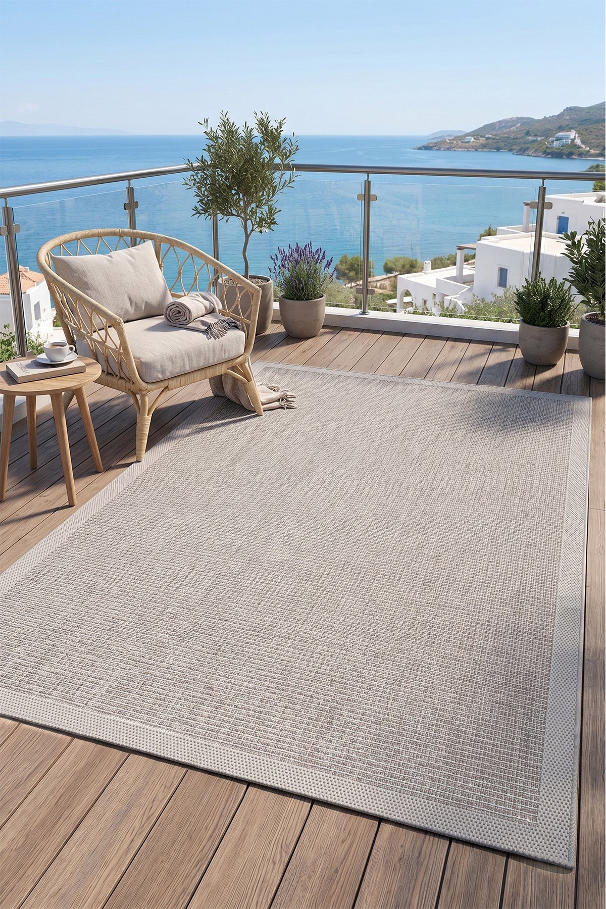 Sisal Plus Hasır Dokuma Halı | Kaymaz Tabanlı Mutfak Halısı|Leke Tutmaz Halı |Bordürlü Modern Salon Halısı | EB459