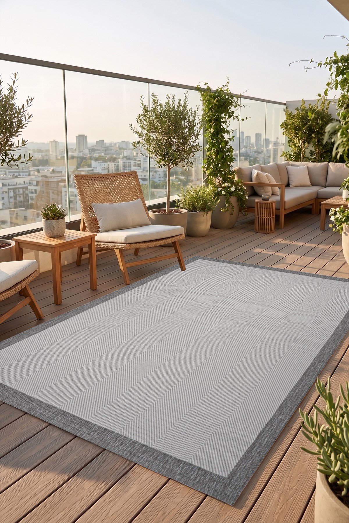 Sisal Plus Hasır Dokuma Halı | Kaymaz Tabanlı Mutfak Halısı|Leke Tutmaz Halı |Bordürlü Modern Salon Halısı | SS516