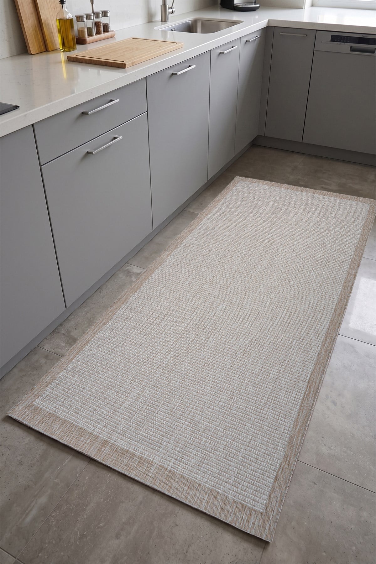 Sisal Plus Hasır Dokuma Halı | Kaymaz Tabanlı Mutfak Halısı|Leke Tutmaz Halı |Bordürlü Modern Salon Halısı | EB459