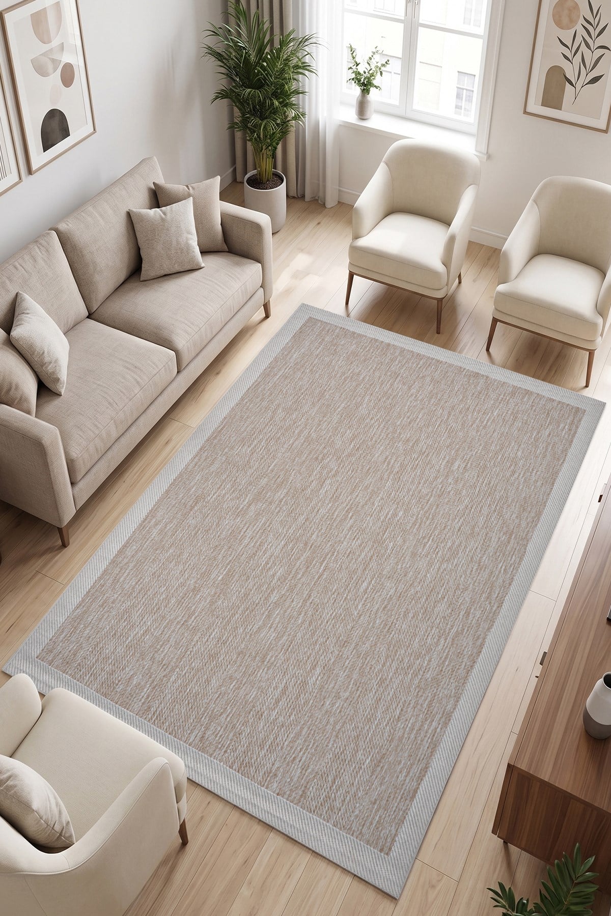 Sisal Plus Hasır Dokuma Halı | Kaymaz Tabanlı Mutfak Halısı|Leke Tutmaz Halı |Bordürlü Modern Salon Halısı | SS516