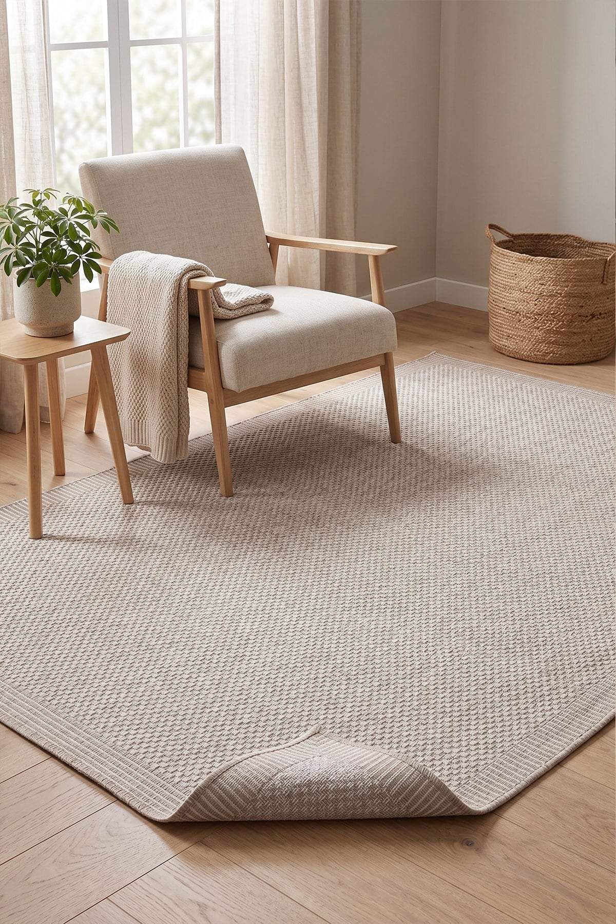 Sisal Plus Hasır Dokuma Halı | Kaymaz Tabanlı Mutfak Halısı|Leke Tutmaz Halı |Bordürlü Modern Salon Halısı | EB455