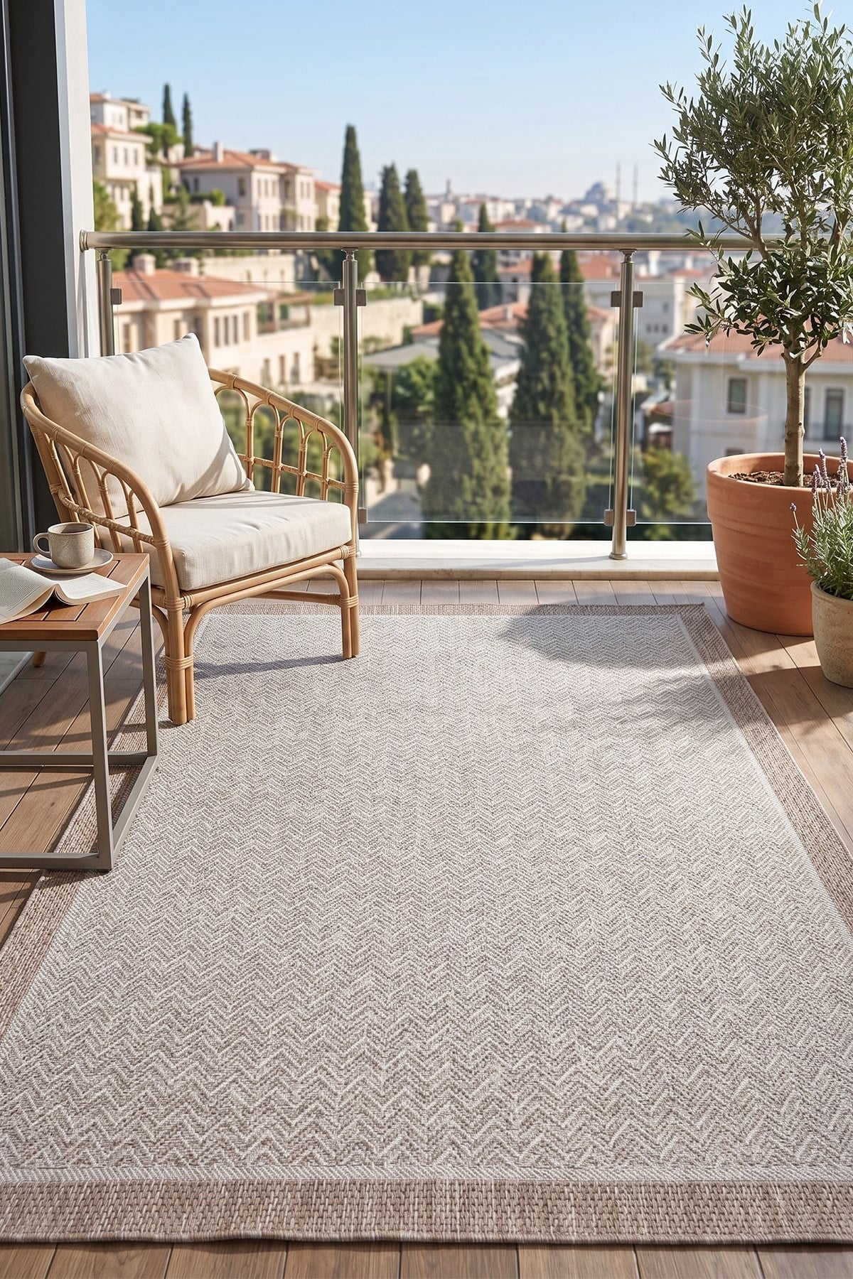 Sisal Plus Hasır Dokuma Halı | Kaymaz Tabanlı Mutfak Halısı|Leke Tutmaz Halı |Bordürlü Modern Salon Halısı | EB458