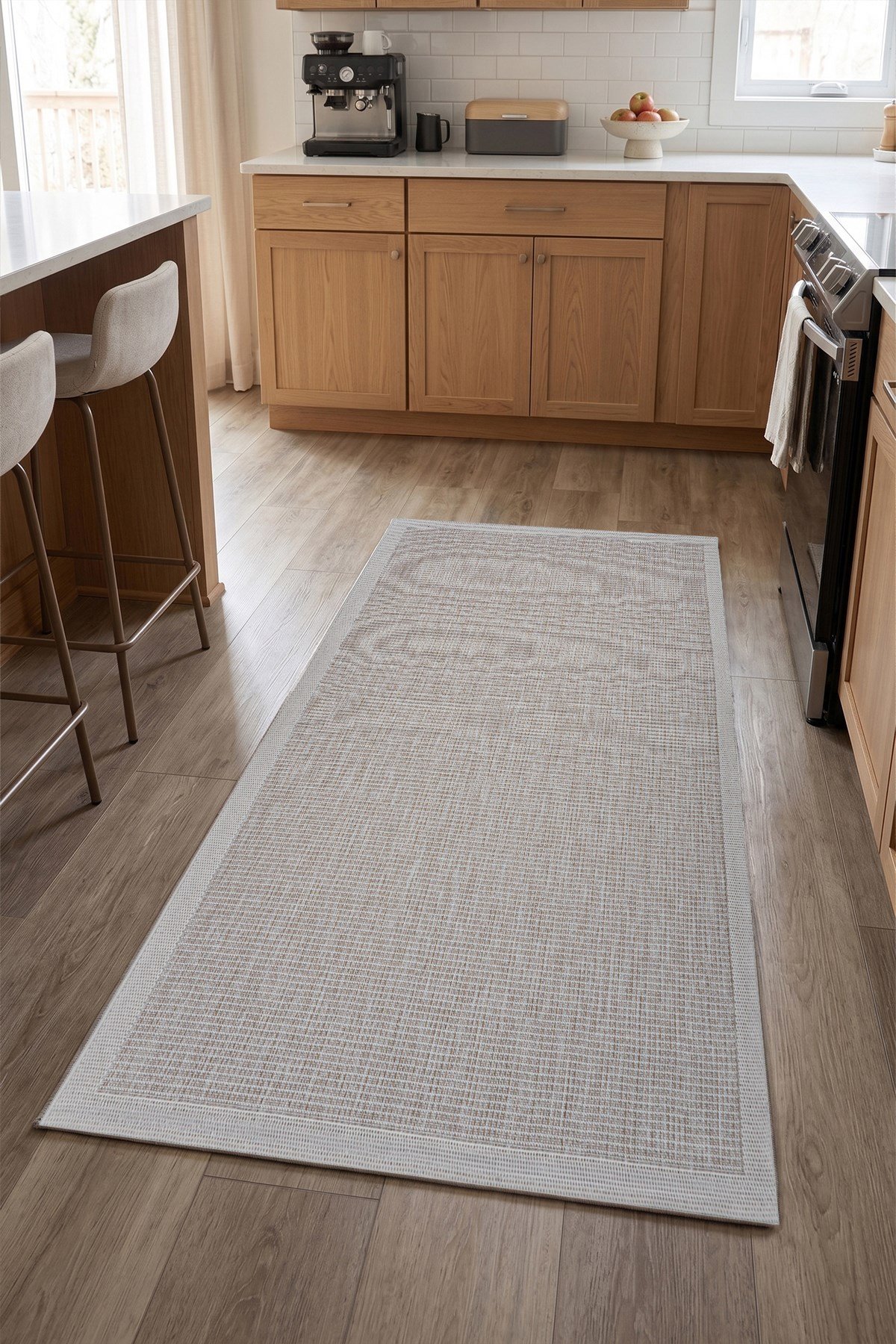 Sisal Plus Hasır Dokuma Halı | Kaymaz Tabanlı Mutfak Halısı|Leke Tutmaz Halı |Bordürlü Modern Salon Halısı | EB459