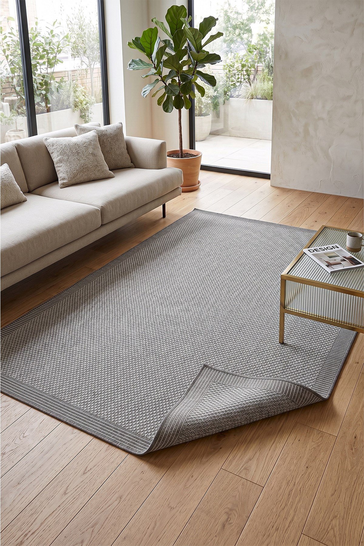 Sisal Plus Hasır Dokuma Halı | Kaymaz Tabanlı Mutfak Halısı|Leke Tutmaz Halı |Bordürlü Modern Salon Halısı | EB455