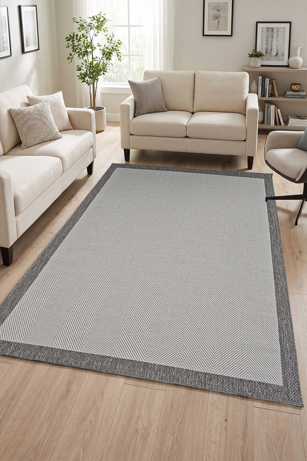 Sisal Plus Hasır Dokuma Halı | Kaymaz Tabanlı Mutfak Halısı | Leke Tutmaz Halı | Bordürlü Modern Salon Halısı | SS516