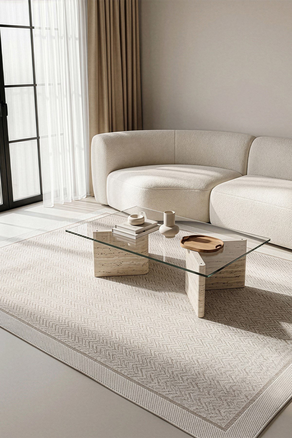 Sisal Plus Hasır Dokuma Halı | Kaymaz Tabanlı Mutfak Halısı|Leke Tutmaz Halı |Bordürlü Modern Salon Halısı | EB458
