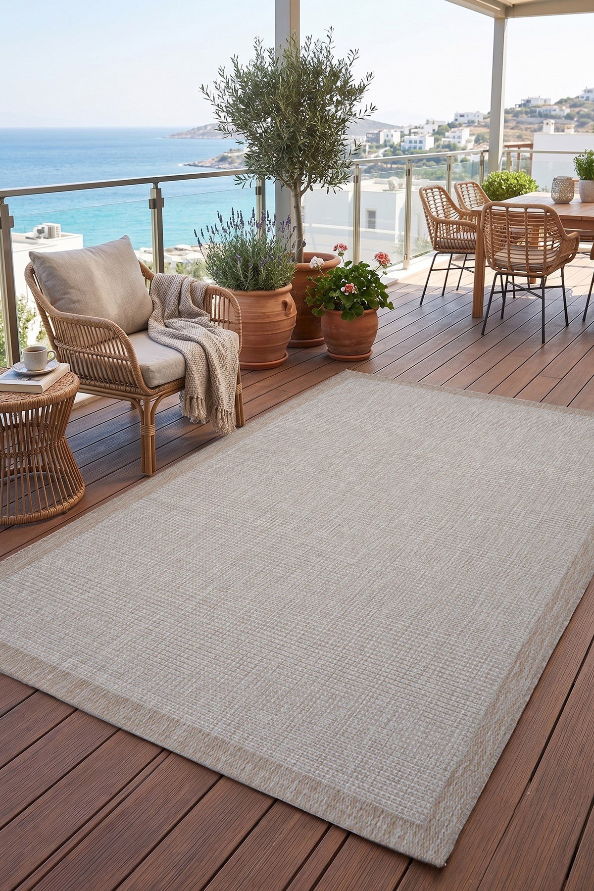 Sisal Plus Hasır Dokuma Halı | Kaymaz Tabanlı Mutfak Halısı|Leke Tutmaz Halı |Bordürlü Modern Salon Halısı | EB459