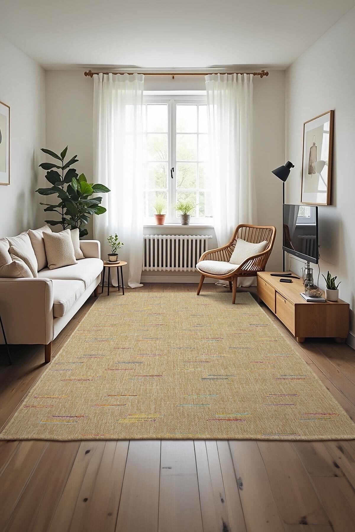 Sisal Vibe Hasır Dokuma Halı | Makinede Yıkanabilir | Kaymaz Tabanlı | Kolay Temizlenen Halı SSV01