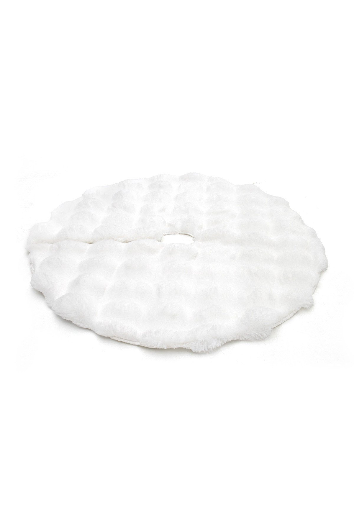 Yumuşak Dokulu Çam Ağacı Eteği Halısı | Beyaz Bubble Yılbaşı Ağacı Altı Halısı | 80x80cm | MYA03