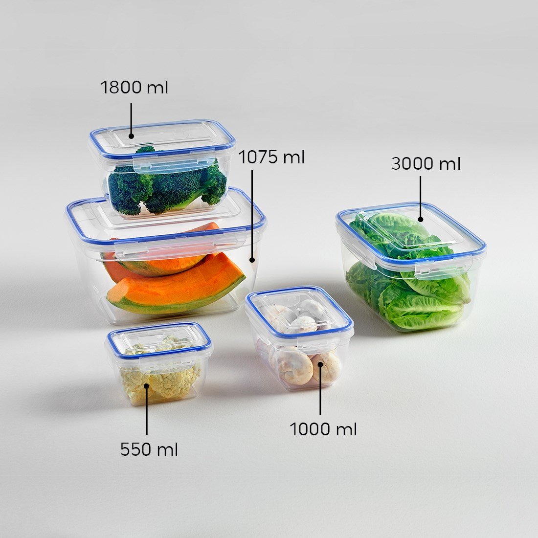 3 Parça Contalı Dikdörtgen Set (550-1000-1800 ml)