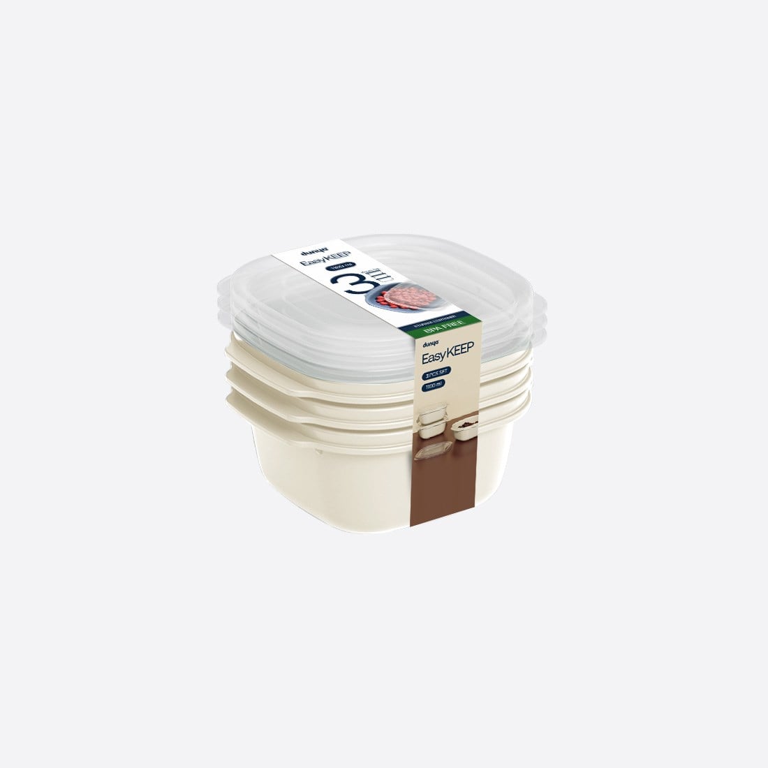 3 Parça Easy Keep Kare Set (3 x 1100 ml)