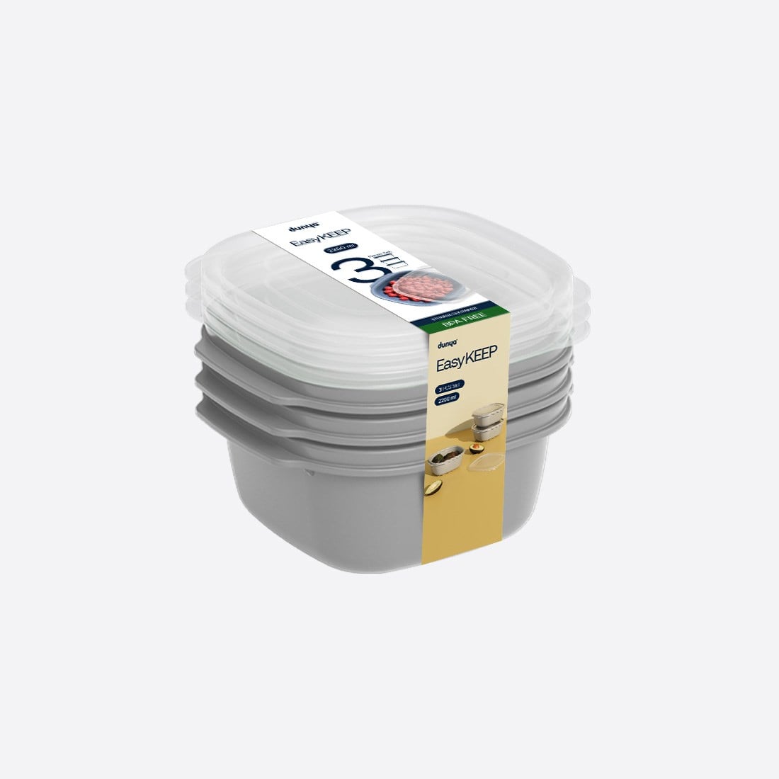 3 Parça Easy Keep Kare Set (3 x 2200 ml)