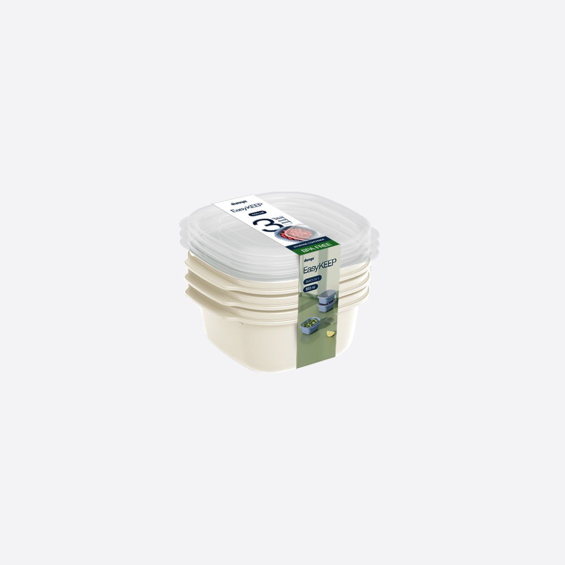 3 Parça Easy Keep Kare Set (3 x 550 ml)