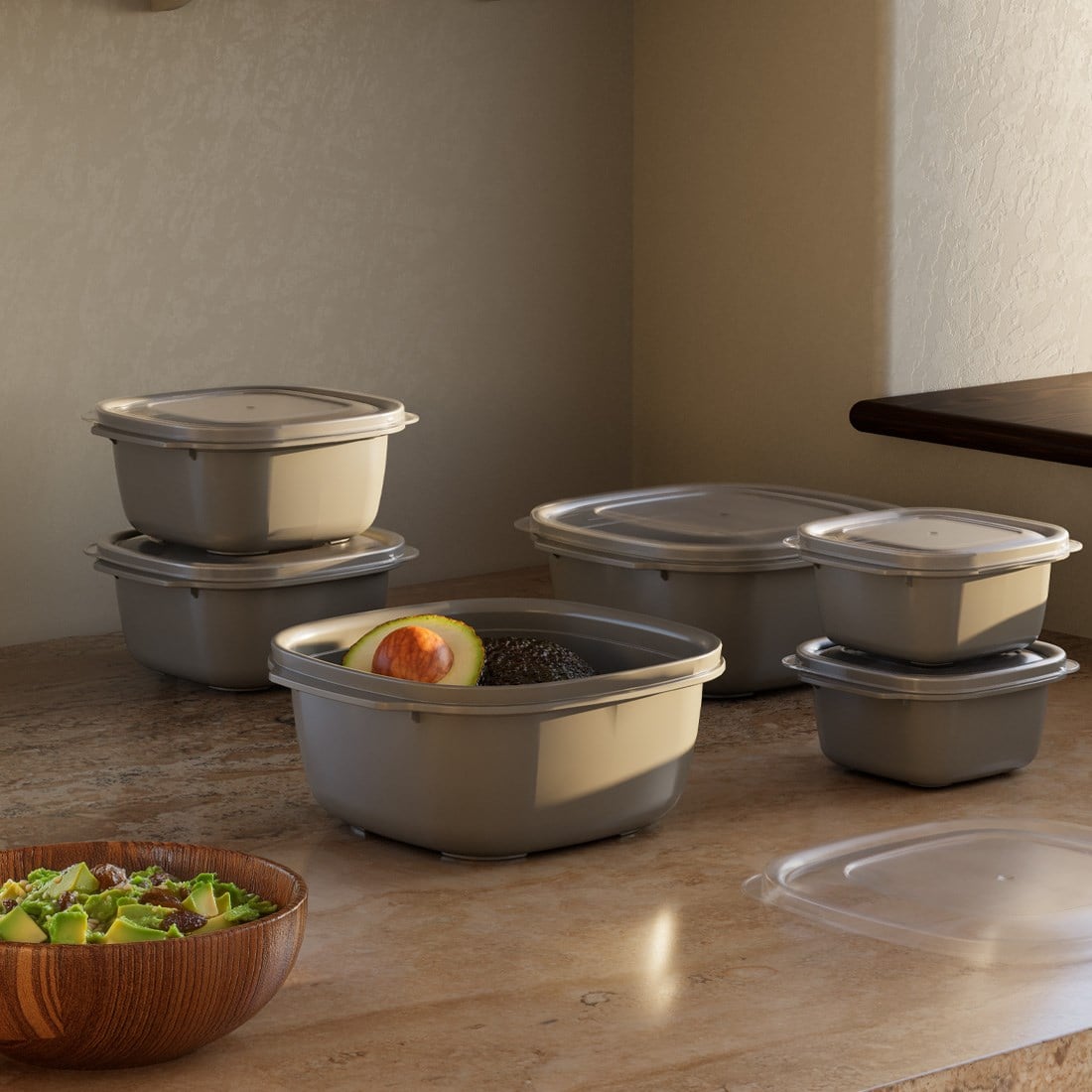 3 Parça Easy Keep Kare Set (550 x 1100 x 2200 ml)