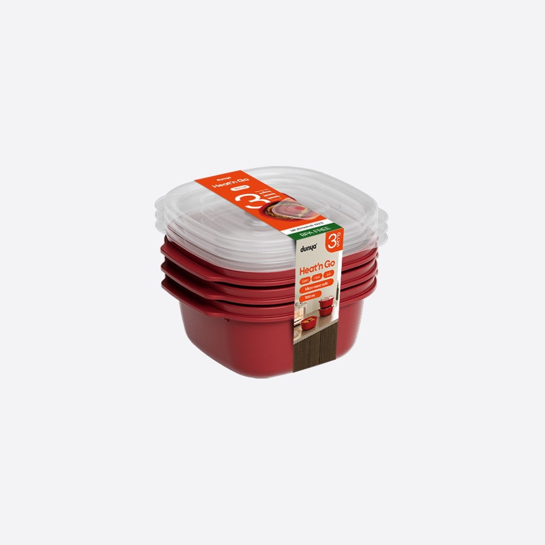 3 Parça Heat'n Go Kare Set ( 3 x 1100 ml )
