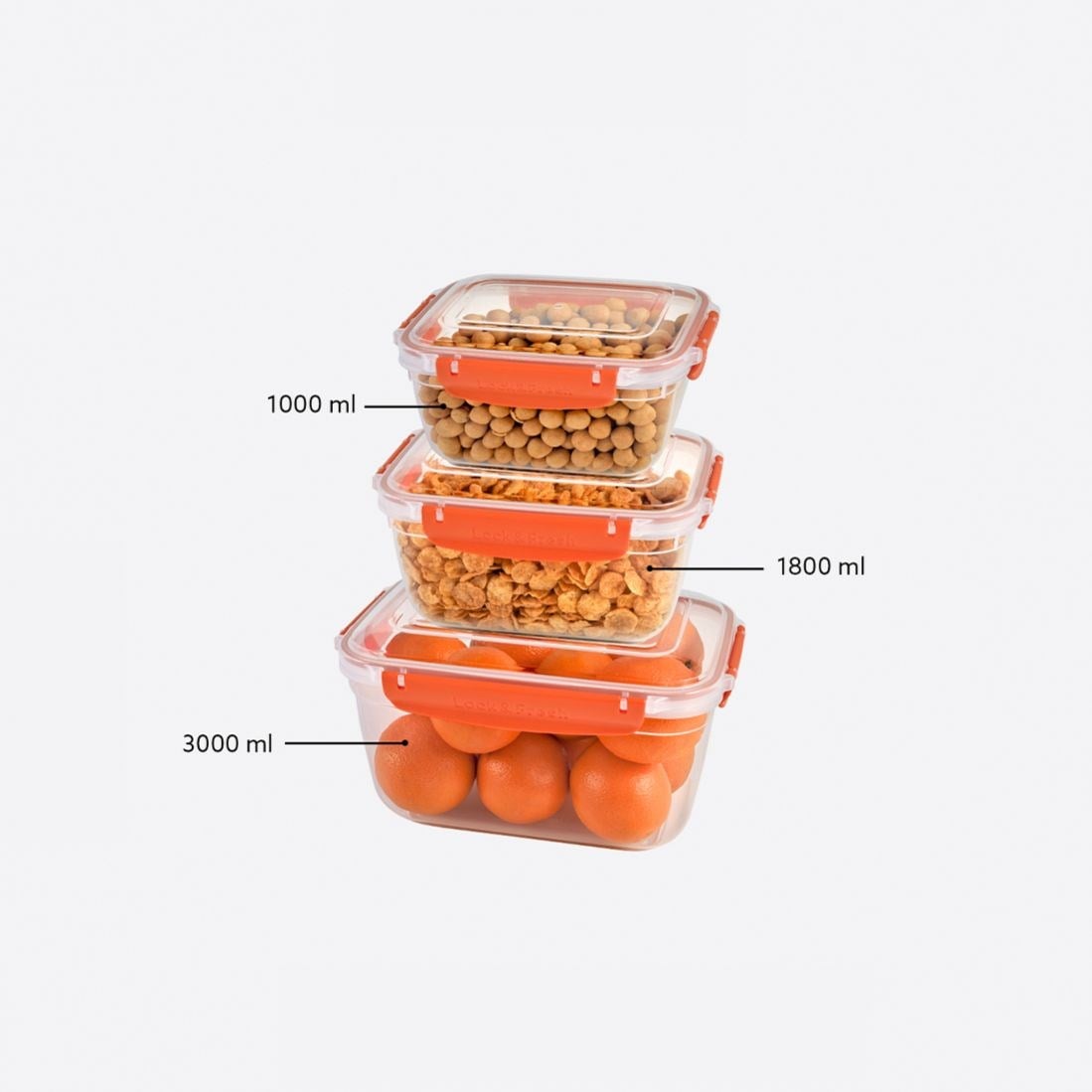 3 Parça Master Dikdörtgen Set (1000-1800-3000 ml)