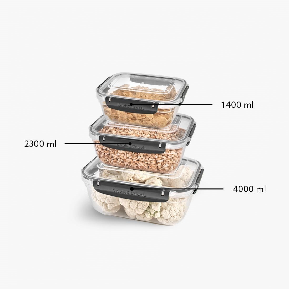 3 Parça Master Dikdörtgen Set (1400-2300-4000 ml)
