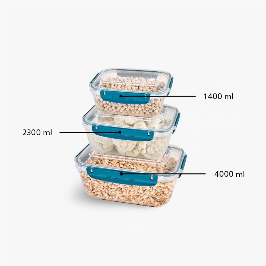 3 Parça Master Dikdörtgen Set (1400-2300-4000 ml)