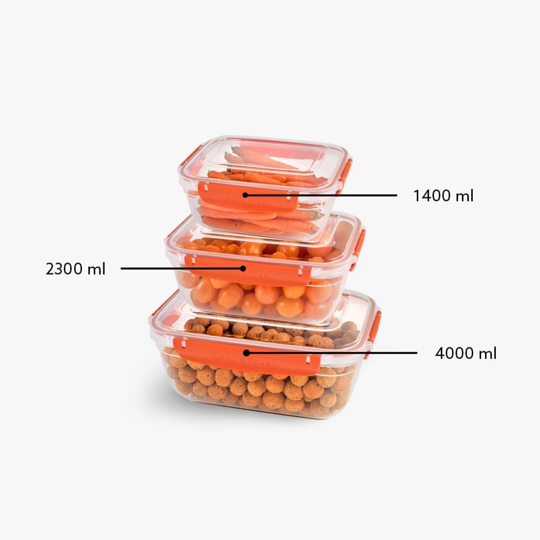 3 Parça Master Dikdörtgen Set (1400-2300-4000 ml)