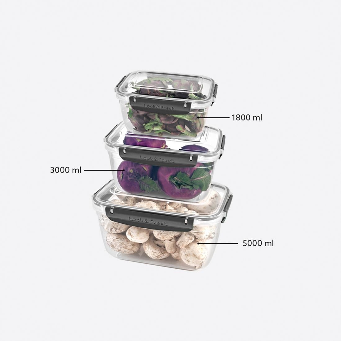 3 Parça Master Dikdörtgen Set (1800-3000-5000 ml)