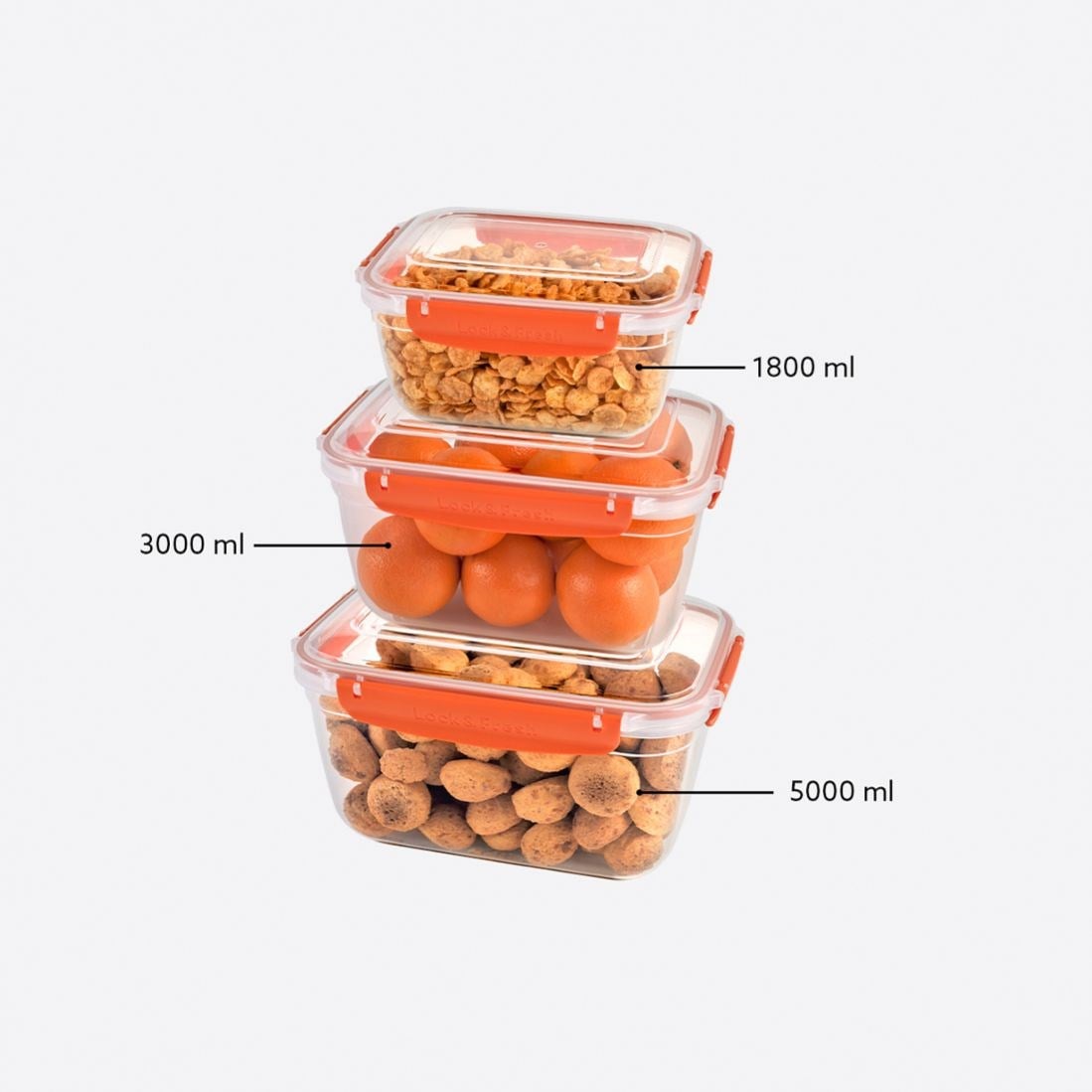 3 Parça Master Dikdörtgen Set (1800-3000-5000 ml)