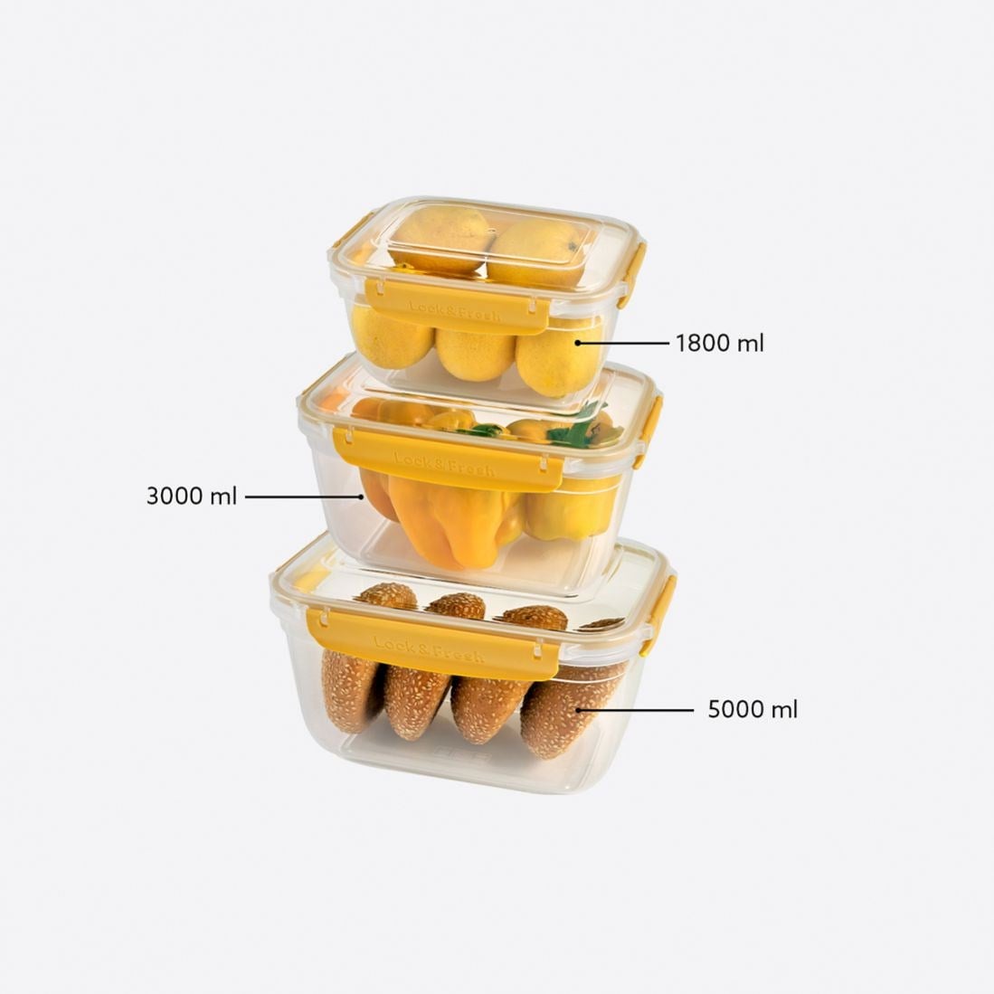 3 Parça Master Dikdörtgen Set (1800-3000-5000 ml)