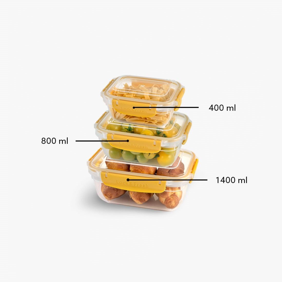 3 Parça Master Dikdörtgen Set (400-800-1400 ml)