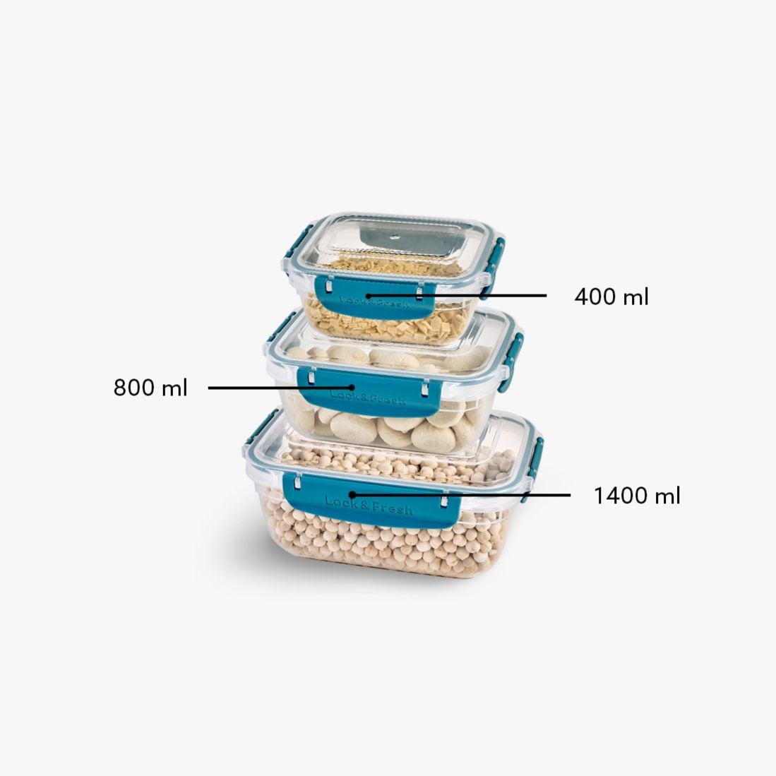 3 Parça Master Dikdörtgen Set (400-800-1400 ml)
