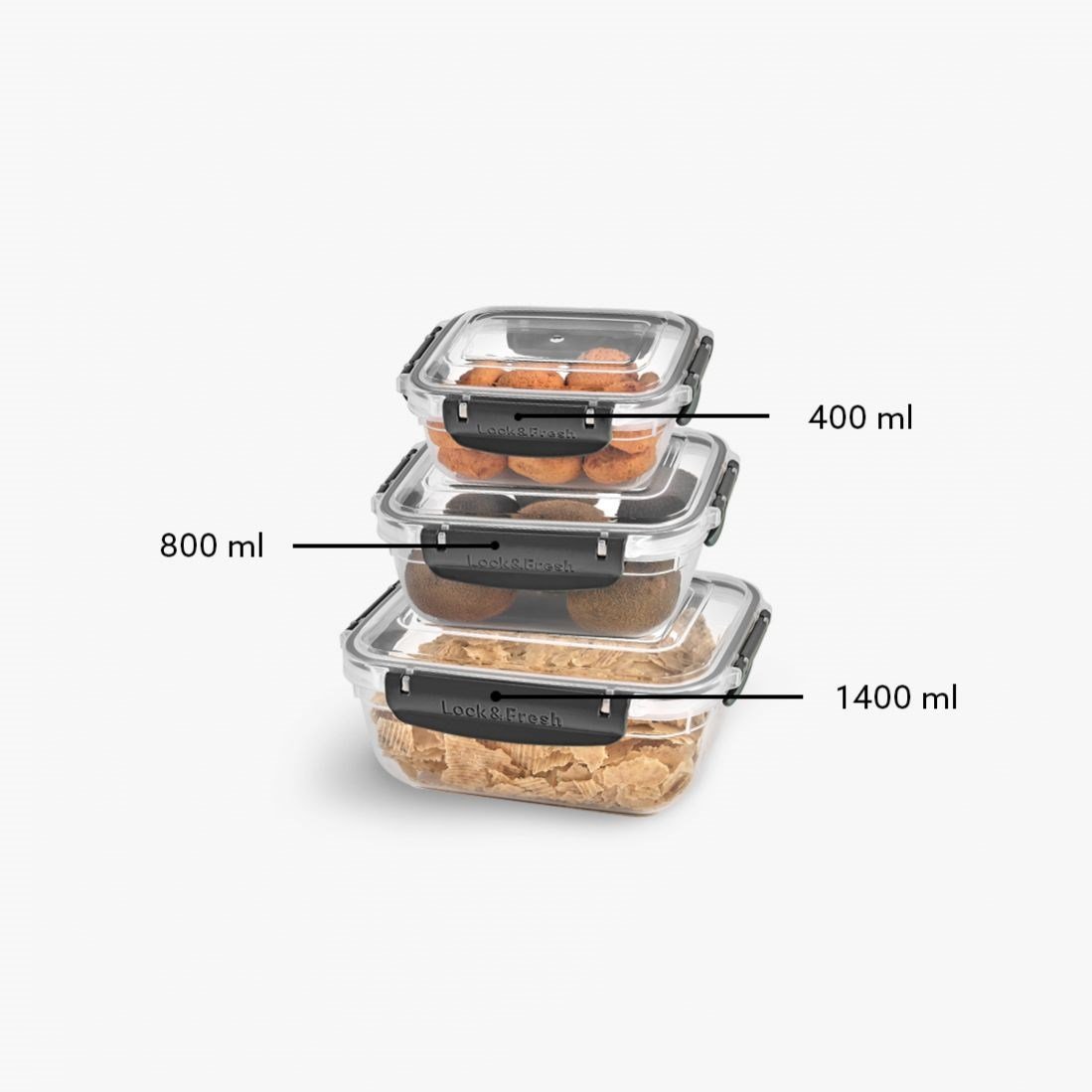 3 Parça Master Dikdörtgen Set (400-800-1400 ml)